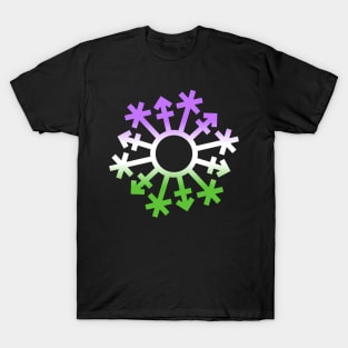 Gender Snowflake - Genderqueer Flag Colors - No Text T-Shirt